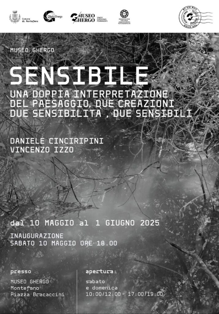 Locandina di "Sensibile" Mostra fotografico sul paesaggio a cura di Vincenzo Izzo e Daniele Cincipini
